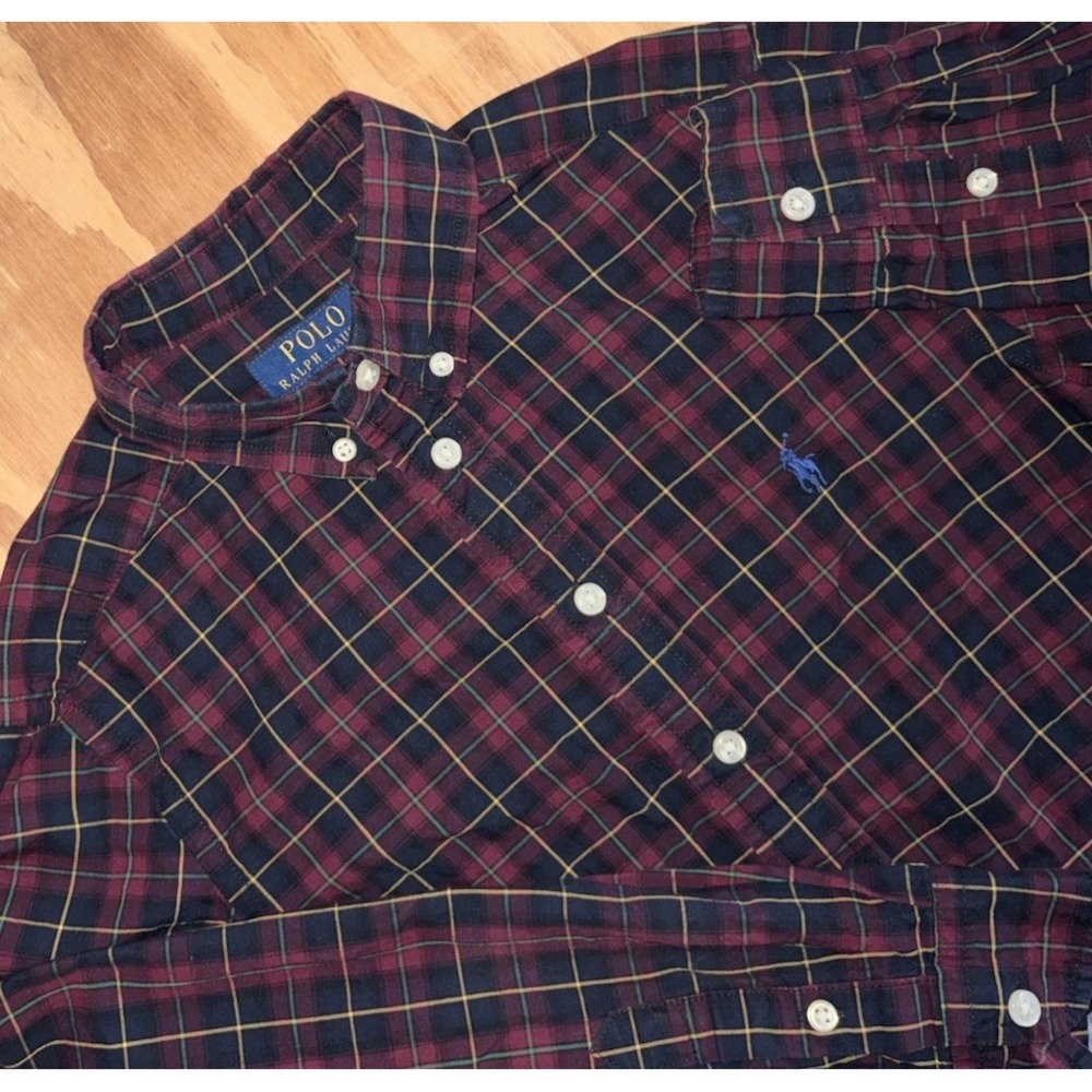 Polo Ralph Lauren Boys Plaid Button Down Medium 10/12‎ Sport Shirt